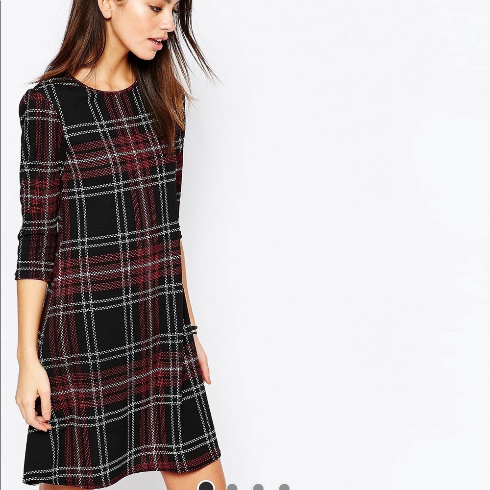 New Look Check Longsleeve Swing Dress